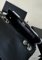 FLAP BAG 20 IN BLACK AND WHITE SEQUINS SILVER HARDWARE - Image 7