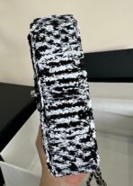 FLAP BAG 20 IN BLACK AND WHITE SEQUINS SILVER HARDWARE - Image 9