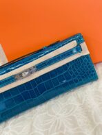 KELLY CUT 31 IN CLASSIC BLUE SHINNY  CROCO-EMBOSSED WITH SILVER HARDWARE - Image 2