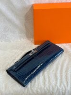 KELLY CUT 31 IN NAVY BLUE SHINNY CROCO-EMBOSSED  WITH SILVER HARDWARE - Image 2