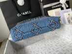 CC MEDIUM 37 CROSSBODY BAG IN BLUE DENIM WITH CHAIN - Image 9