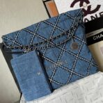 CC LARGE 42 CROSSBODY BAG IN BLUE DENIM WITH CHAIN - Image 2