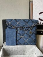 CC LARGE 42 CROSSBODY BAG IN BLUE DENIM WITH CHAIN - Image 3
