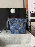 CC MINI 20 CROSSBODY BAG IN BLUE DENIM WITH CHAIN - Image 4