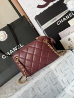 CAMERA BAG 18 IN BUCCANEER RED QUILTED LAMBSKIN DOUBLE C GOLD COIN - Image 5