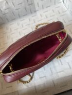 CAMERA BAG 18 IN BUCCANEER RED QUILTED LAMBSKIN DOUBLE C GOLD COIN - Image 7