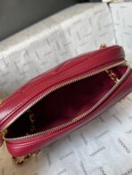 CAMERA BAG 18 IN RED QUILTED LAMBSKIN DOUBLE C GOLD COIN - Image 3