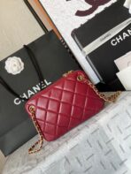 CAMERA BAG 18 IN RED QUILTED LAMBSKIN DOUBLE C GOLD COIN - Image 6