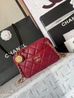 CAMERA BAG 18 IN RED QUILTED LAMBSKIN DOUBLE C GOLD COIN - Image 7