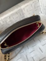 CAMERA BAG 18 IN BLACK QUILTED LAMBSKIN DOUBLE C GOLD COIN - Image 8