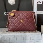 CAMERA BAG 24 IN BUCCANEER RED QUILTED LAMBSKIN DOUBLE C GOLD COIN - Image 2
