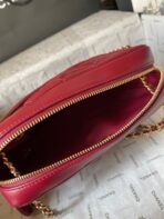 CAMERA BAG 24 IN RED QUILTED LAMBSKIN DOUBLE C GOLD COIN - Image 3