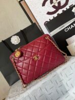 CAMERA BAG 24 IN RED QUILTED LAMBSKIN DOUBLE C GOLD COIN - Image 4