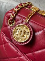 CAMERA BAG 24 IN RED QUILTED LAMBSKIN DOUBLE C GOLD COIN - Image 6