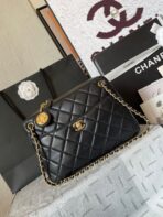 CAMERA BAG 24 IN BLACK QUILTED LAMBSKIN DOUBLE C GOLD COIN - Image 9