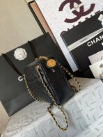 CAMERA BAG 24 IN BLACK QUILTED LAMBSKIN DOUBLE C GOLD COIN - Image 10