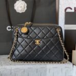 CAMERA BAG 24 IN BLACK QUILTED LAMBSKIN DOUBLE C GOLD COIN - Image 2