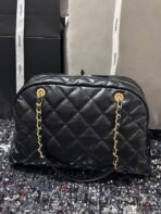 BOWLING BAG 44 IN BLACK SOFT LAMBSKIN GOLD HARDWARE - Image 6