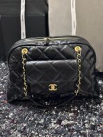 BOWLING BAG 44 IN BLACK SOFT LAMBSKIN GOLD HARDWARE - Image 7