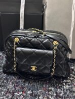 BOWLING BAG 44 IN BLACK SOFT LAMBSKIN GOLD HARDWARE - Image 10