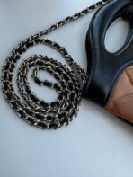 MINI SHOPPING BAG 20 IN BLACK MIX TAWNY BROWN LAMBSKIN GOLD-TONE METAL - Image 5