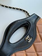 MINI SHOPPING BAG 20 IN BLACK MIX TAWNY BROWN LAMBSKIN GOLD-TONE METAL - Image 9