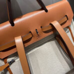 HERBAG A DOS ZIP RETOURNE BACKPACK 29 IN OFF-WHITE CANVAS AND BROWN - Image 9