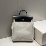 HERBAG A DOS ZIP RETOURNE BACKPACK 29 IN OFF-WHITE CANVAS AND BLACK - Image 6