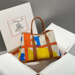 GARDEN PARTY 36 IN VIBRANT TOILE H CANVAS GOLD  ABSTRACT BLOCKS PRINT - Image 2