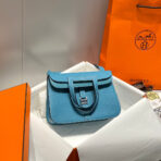 HALZAN 25 HANDLE BAG IN FOUNTAIN BLUE GRAINED - Image 5