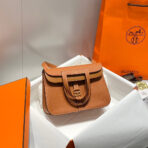 HALZAN 25 HANDLE BAG IN DULL ORANGE GRAINED - Image 4