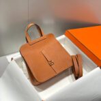 HALZAN 25 HANDLE BAG IN DULL ORANGE GRAINED - Image 6