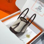 GARDEN PARTY 23CM IN BEIGE TOILETS COTTON CANVAS AND DARK BROWN - Image 3