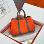 GARDEN PARTY 30CM IN ORANGE MINIMUM TOILETS COTTON CANVAS AND BROWN