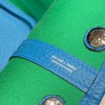 GARDEN PARTY 30CM IN WHITE TOILETS COTTON CANVAS AND BLUE  GREEN ON SIDE OTHER - Image 4