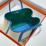 GARDEN PARTY 30CM IN WHITE TOILETS COTTON CANVAS AND BLUE  GREEN ON SIDE OTHER - Image 3