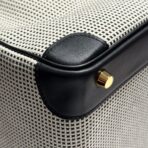 QUADRILLE BIRKIN 30CM IN BLACK SWIFT  WHITE BLACK PLAID TOILE CANVAS - Image 8