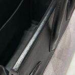 QUADRILLE BIRKIN 25CM IN BLACK SWIFT  WHITE BLUE PINK PLAID TOILE CANVAS - Image 8