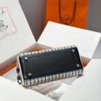 BIRKIN SHOULDER 29 IN BLACK  ÉCRU/NOIR/FAUVE/NOIR/BLEU ZANZIBAR EMBROIDERY PLAID CANVAS - Image 4