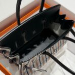 BIRKIN SHOULDER 29 IN BLACK  ÉCRU/NOIR/FAUVE/NOIR/BLEU ZANZIBAR EMBROIDERY PLAID CANVAS - Image 7