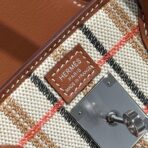 BIRKIN SHOULDER 29 IN GOLD  ÉCRU/BEIGE/FAUVE/ROSE POP/NOIR EMBROIDERY PLAID CANVAS - Image 4