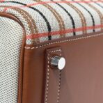 BIRKIN SHOULDER 29 IN GOLD  ÉCRU/BEIGE/FAUVE/ROSE POP/NOIR EMBROIDERY PLAID CANVAS - Image 9