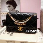 CC MINI 22 FLAP BAG IN BLACK CALFSKIN GOLD HARDWARE WITH PEARL CHAIN - Image 2