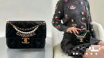 CC MINI 22 FLAP BAG IN BLACK CALFSKIN GOLD HARDWARE WITH PEARL CHAIN - Image 5