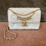 CC MINI 22 FLAP BAG IN WHITE CALFSKIN GOLD HARDWARE - Image 2