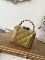 MINI VINTAGE COSMETIC BAG 11 IN CAPE PALLISER SHINY CALFSKIN GOLD HARDWARE - Image 5