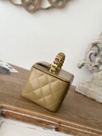 MINI VINTAGE COSMETIC BAG 11 IN CAPE PALLISER SHINY CALFSKIN GOLD HARDWARE - Image 8