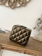 MINI VINTAGE COSMETIC BAG 11 IN MIKADO SHINY CALFSKIN GOLD HARDWARE - Image 9