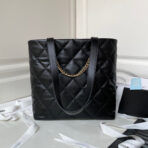CC LARGE 33 HOBO SHOPPING BAG IN BLACK CALFSKIN - Image 3