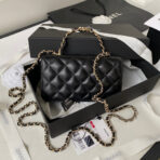 CC SMALL 17 FLAP BAG IN BLACK CALFSKIN WITH STRAP - Image 10